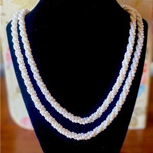Vintage Long Faux Pearl Strand Necklace